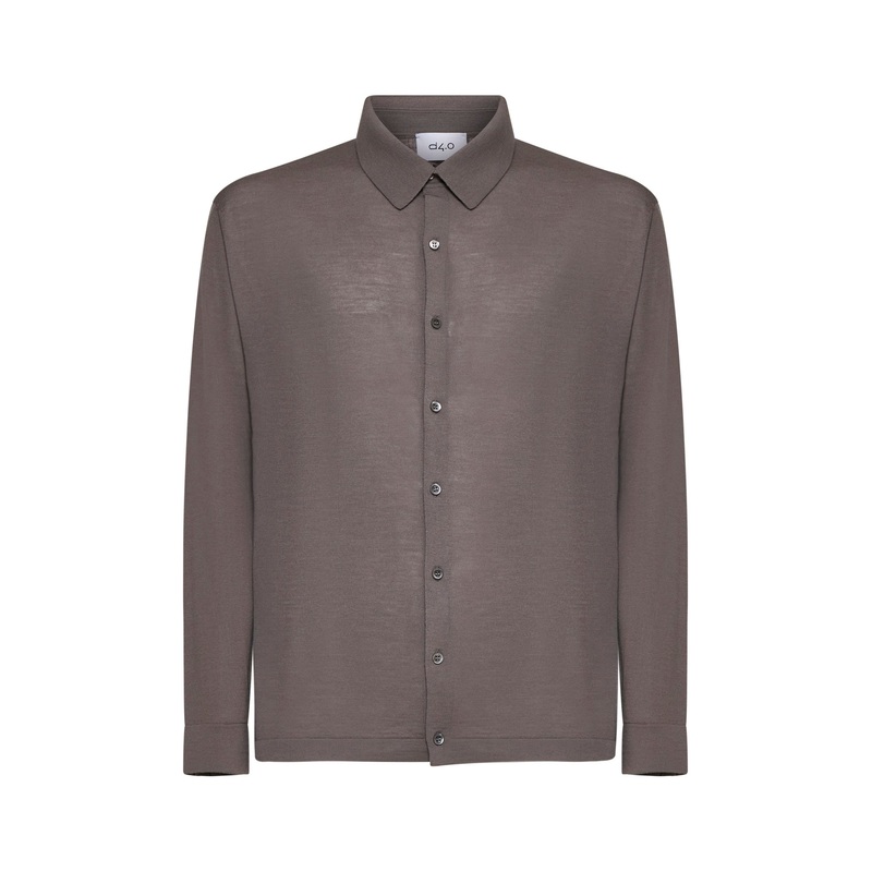 Taupe virgin wool knit shirt|46|48|50|52|54