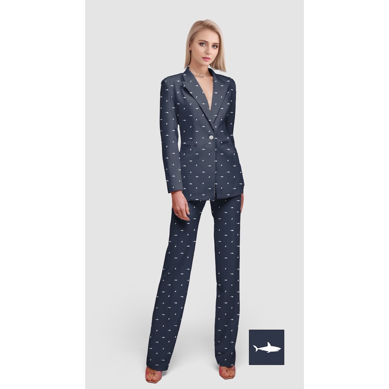 White Shark and Fin Custom The Background Color Women’s Blazer Casual Work Office Blazer Suit set