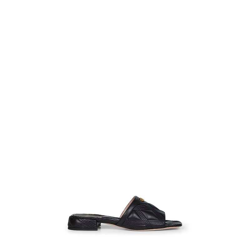 Black quilted nappa leather Quiltie 67 slide sandals