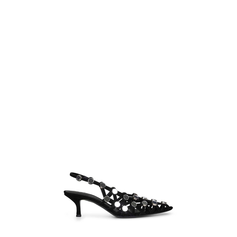 Black suede Grid slingback pumps