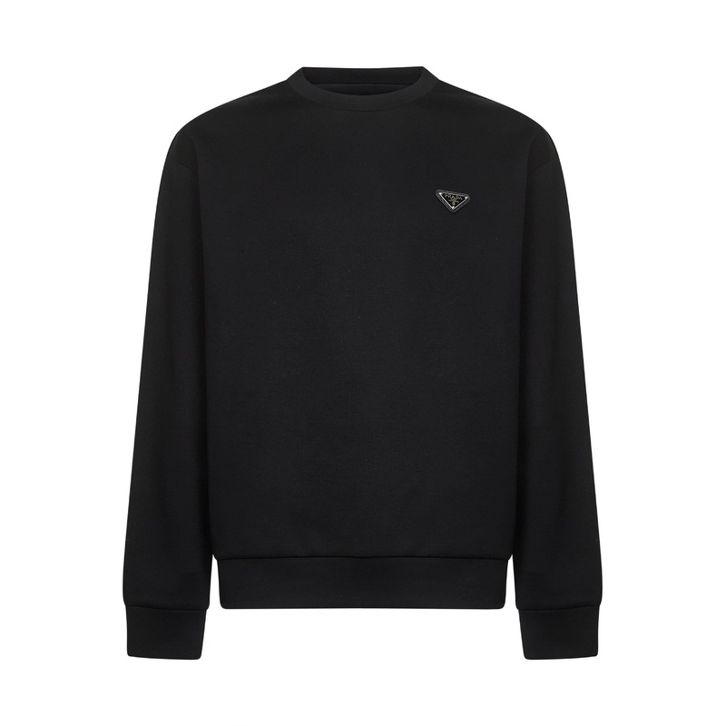 Black technical cotton crewneck sweatshirt