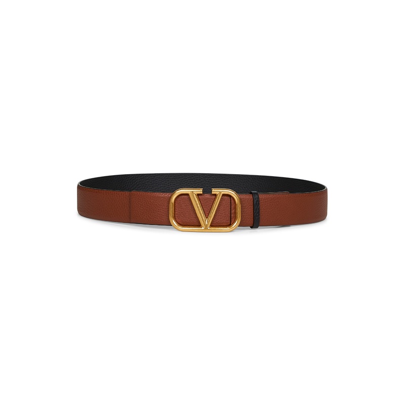 Brown leather VLogo Signature reversible belt