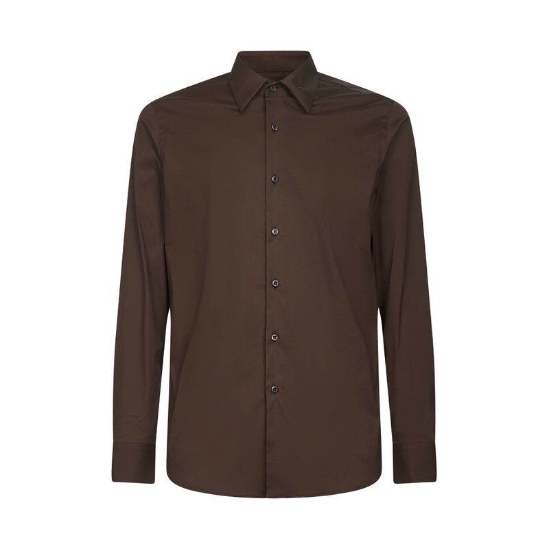 Brown stretch cotton shirt|39|40|41
