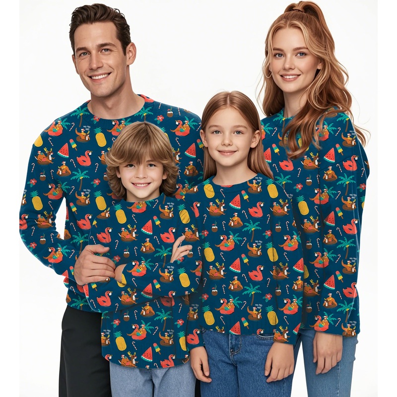 Christmas Santa reindeer Summer Crewneck Pullover Ugly Sweater Men Women boy girl family