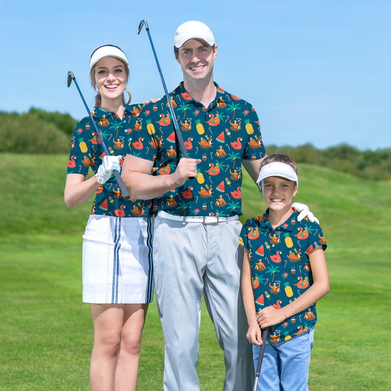 Christmas Santa reindeer Summer Golf Polo Men Women youth family set
