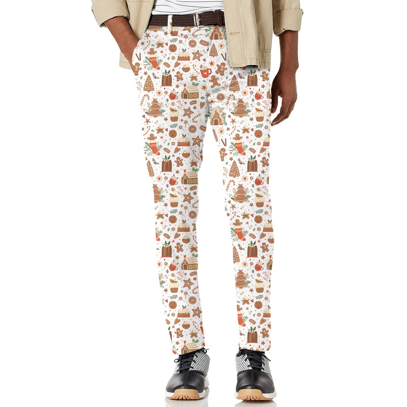 Men’s White Christmas Candy House Stretch Golf Pants