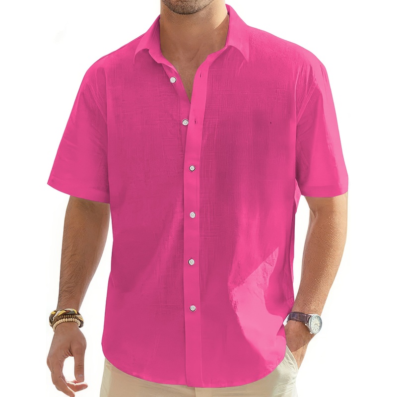 pure fuchsia-Men’s Golf Hawaiian Shirts Button Down Shirt