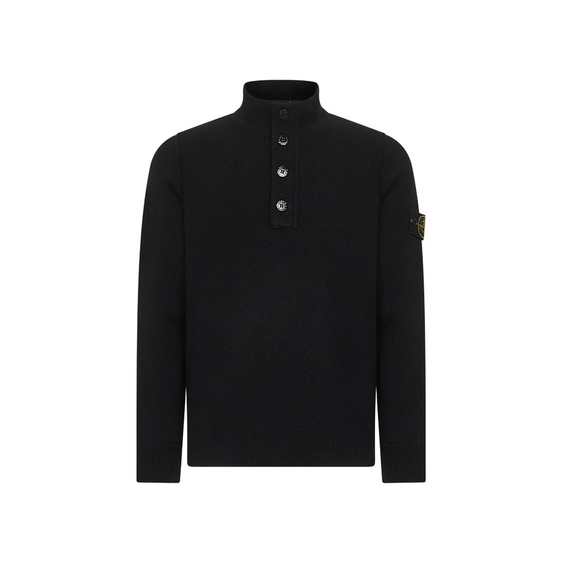 Black lambswool half-zip jumper