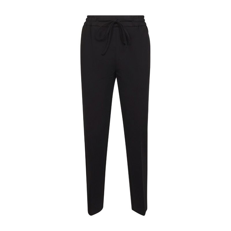 Black stretch viscose blend Priya drawstring trousers
