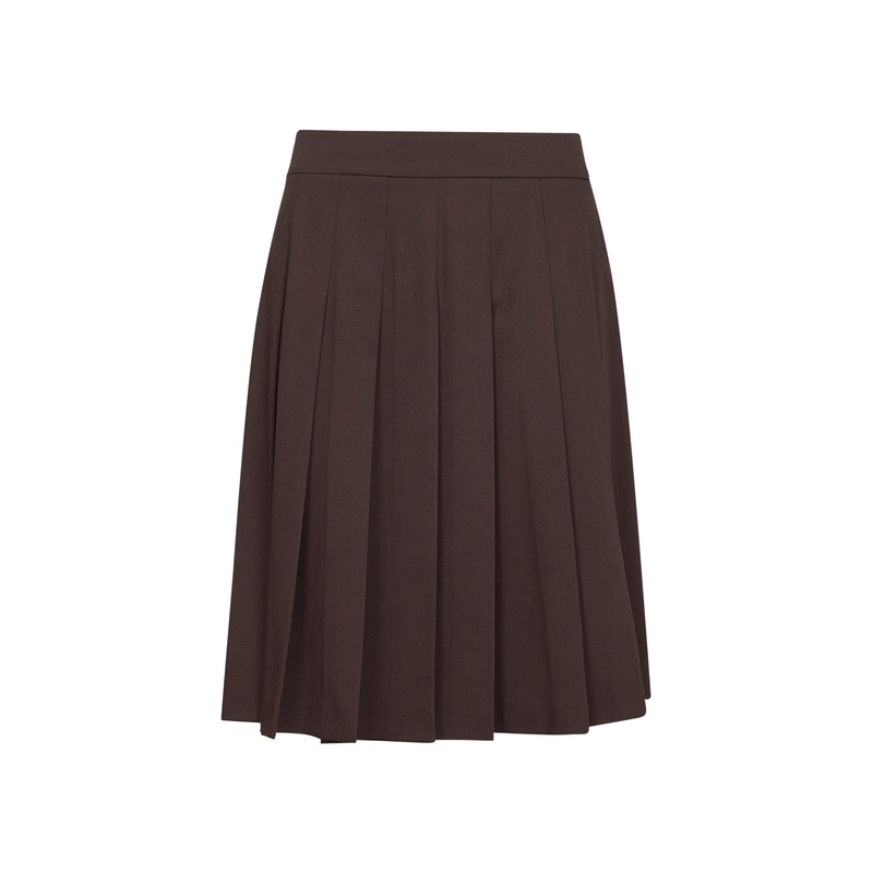 Brown stretch canvas Gymbe pleated skirt