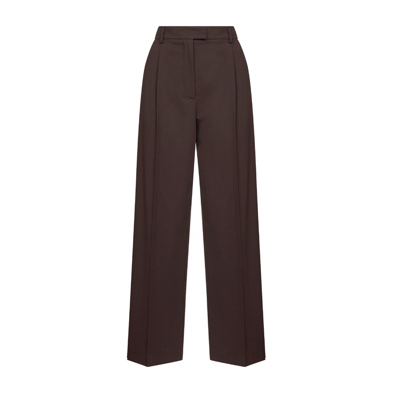 Brown stretch canvas Pulsa one-pleat trousers