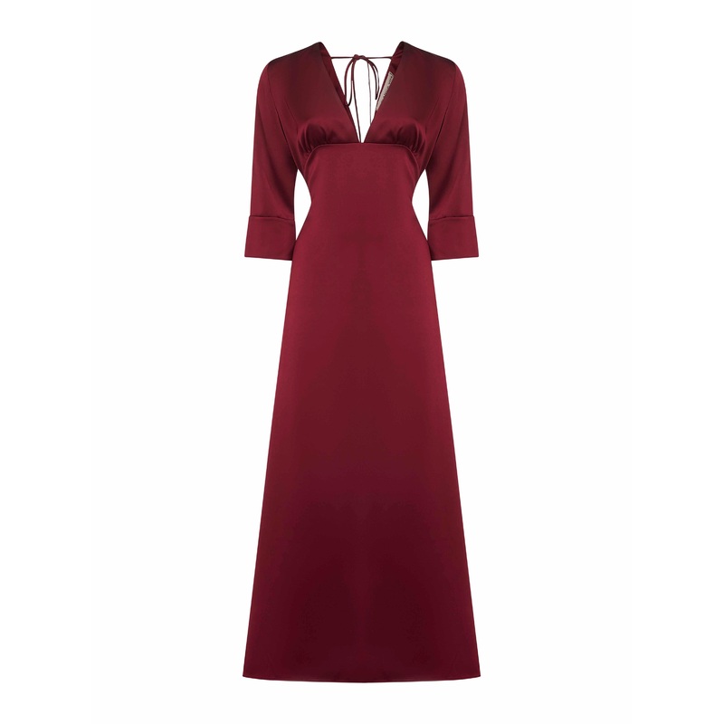 Burgundy satin Albox long dress
