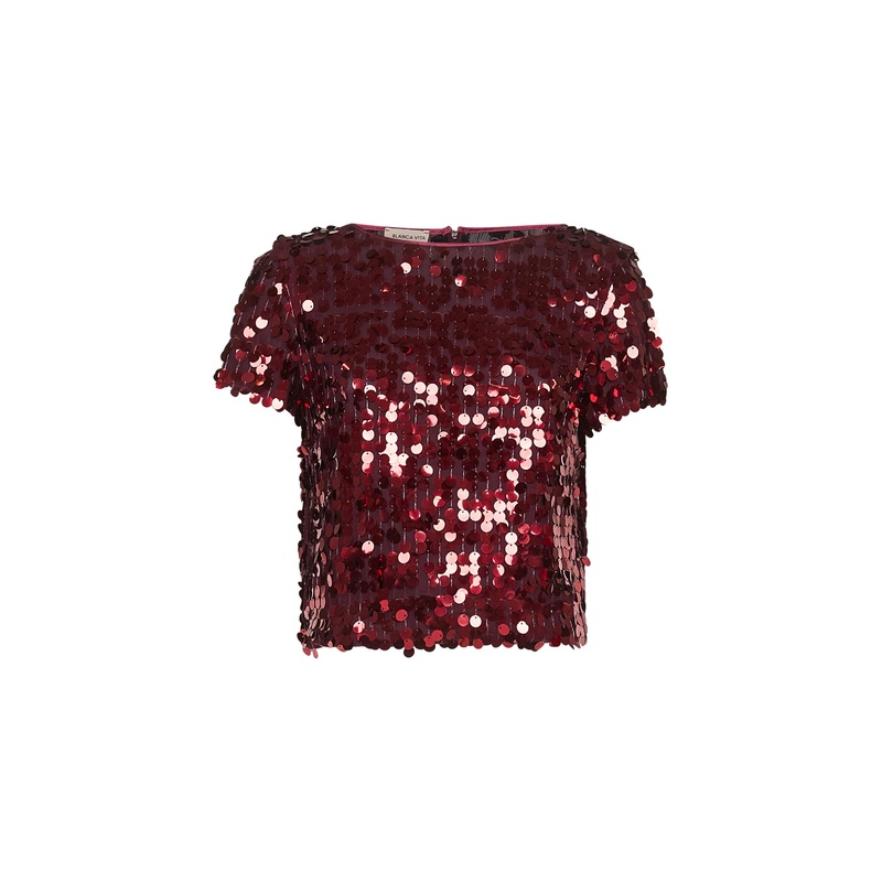 Burgundy sequins Tuvin cropped top