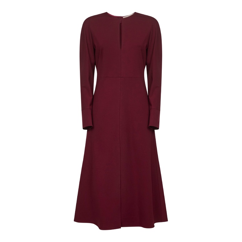 Burgundy stretch cady Aderia midi dress