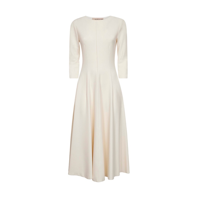 Butter stretch jersey Asia flared midi dress