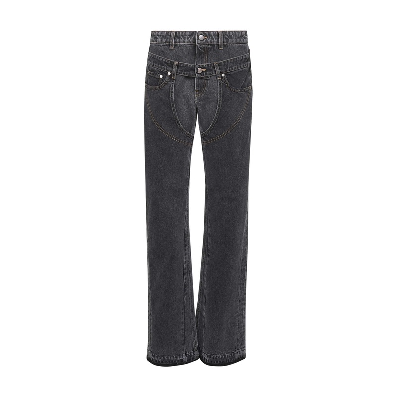 Grey denim Double Waistband Chap jeans