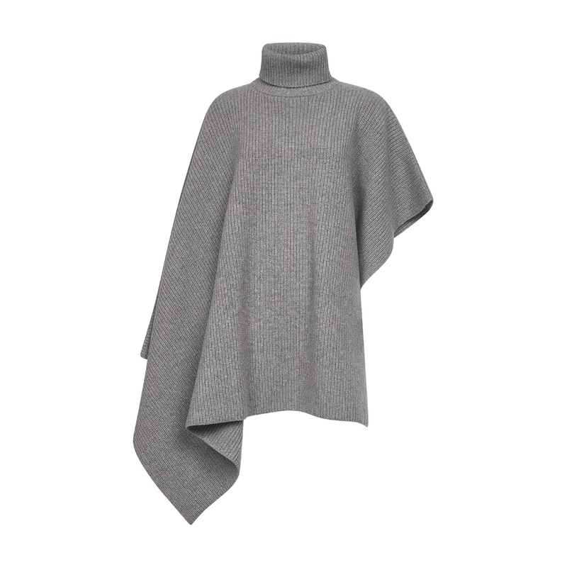 Grey knit asymmetric poncho|S|M