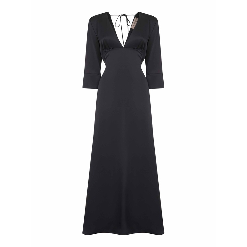 Midnight blue satin Albox long dress