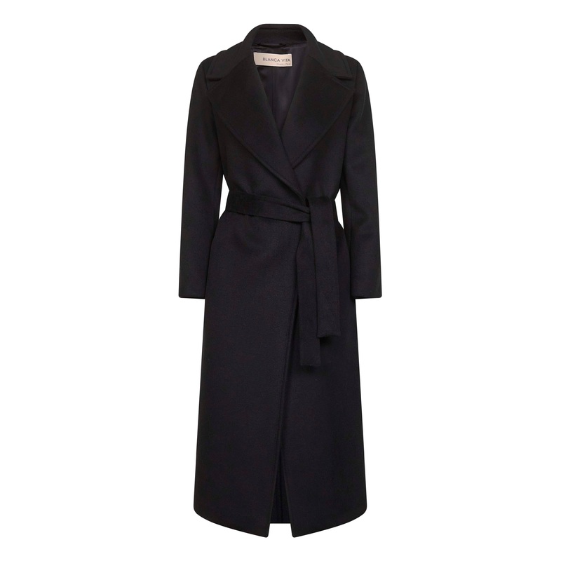Onyx wool blend Calistea wrap coat