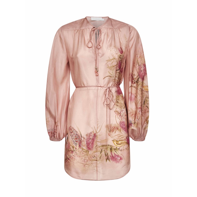 Pink Botanical Floral silk habotai Cascadian tunic top