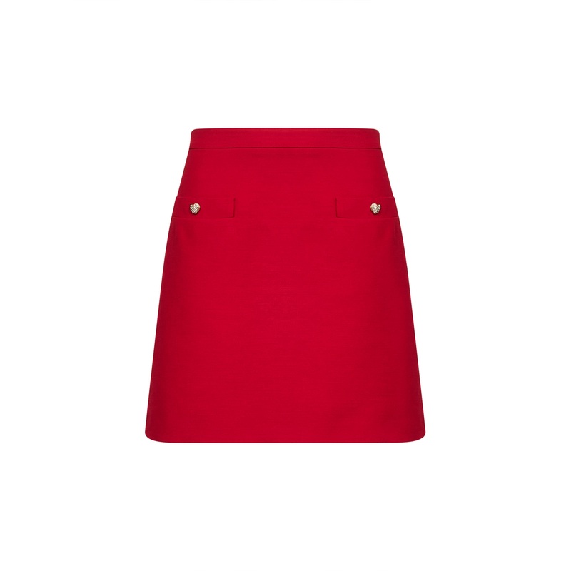 Red Crepe Couture mini skirt|40|42|44