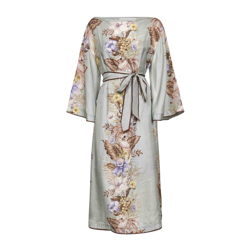 Sage Multi Floral silk habotai Coco tunic dress