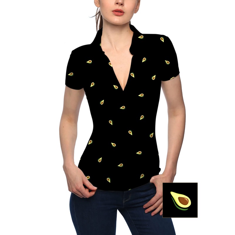 Women’s Avocado Custom The Background Color V Neck Golf Polo