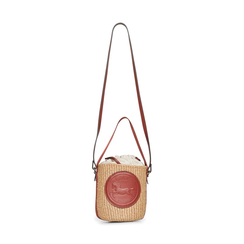Beige Horse Medal small basket bag