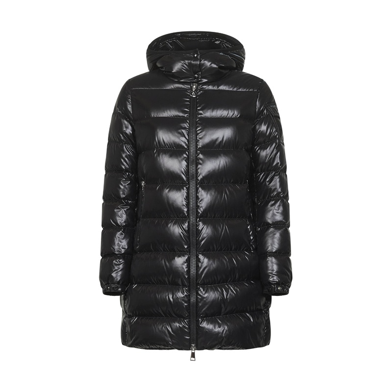 Black Courcelles midi hooded down jacket