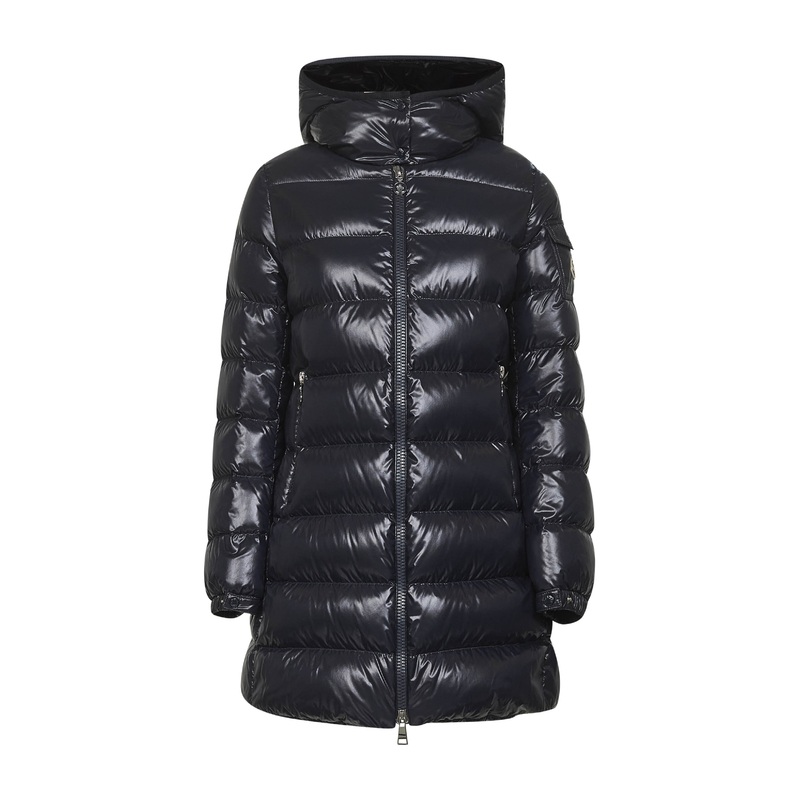 Blue Courcelles midi hooded down jacket