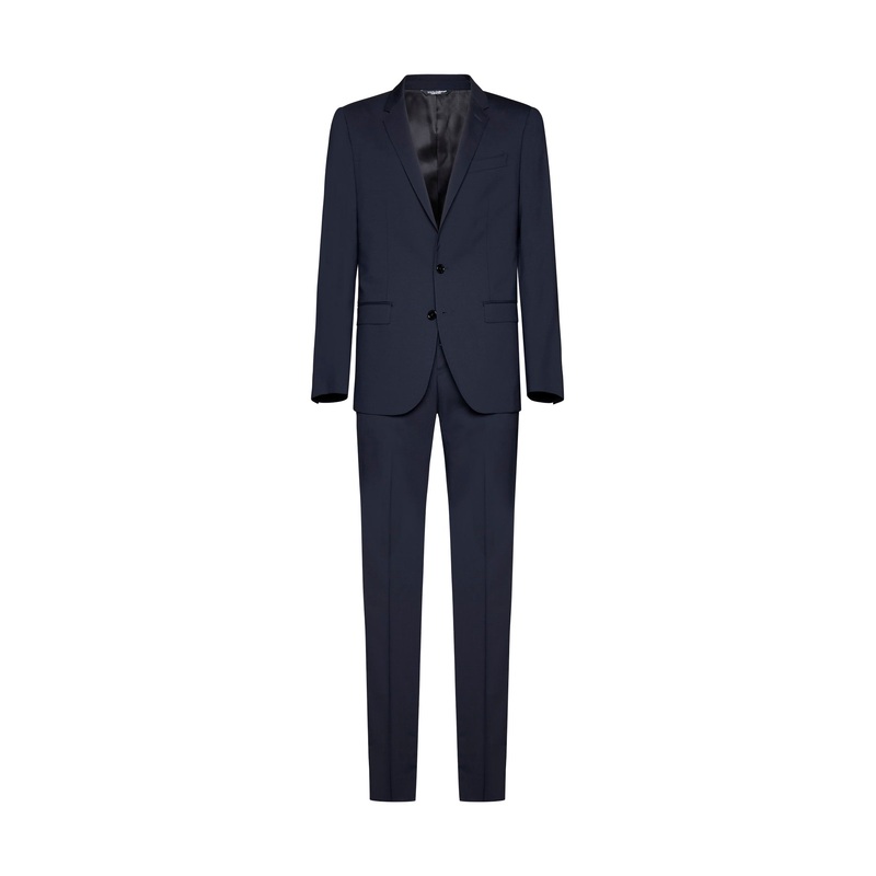 Blue single-breasted suit|48