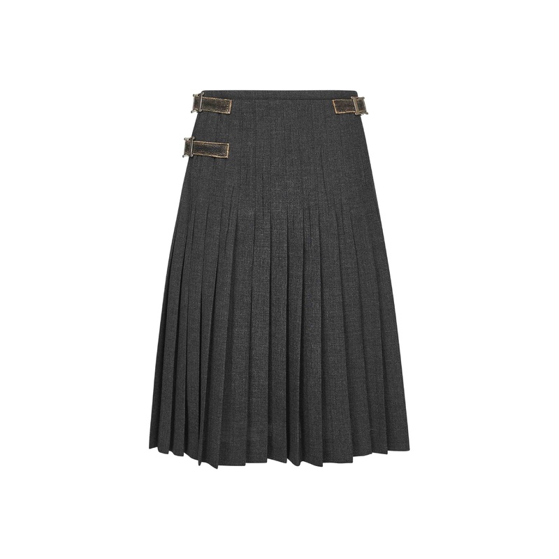 Grey rush stitch pleated skirt