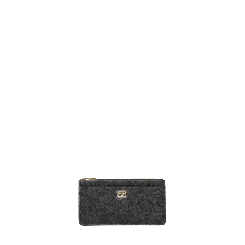 Large black Dauphine leather card case