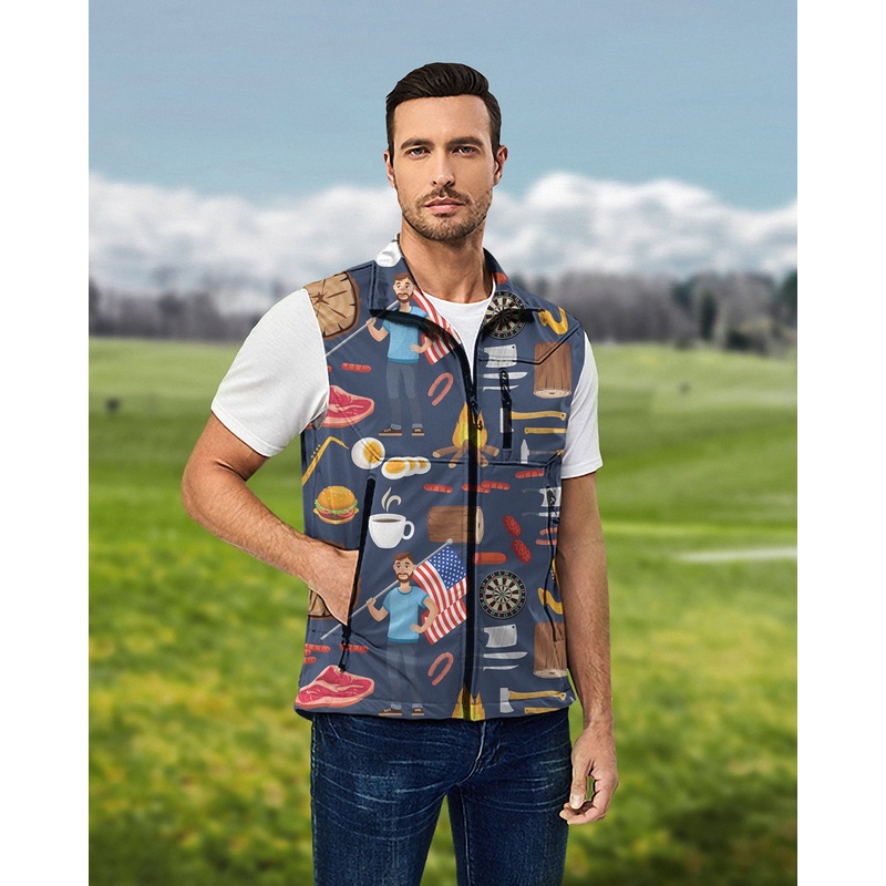 Men’s American Dream Lightweight Softshell Vest Sleeveless Jacket for Golf Windproof Waterproof