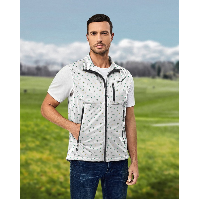 Men’s beer Lightweight Softshell Vest Sleeveless Jacket for Golf Windproof Waterproof