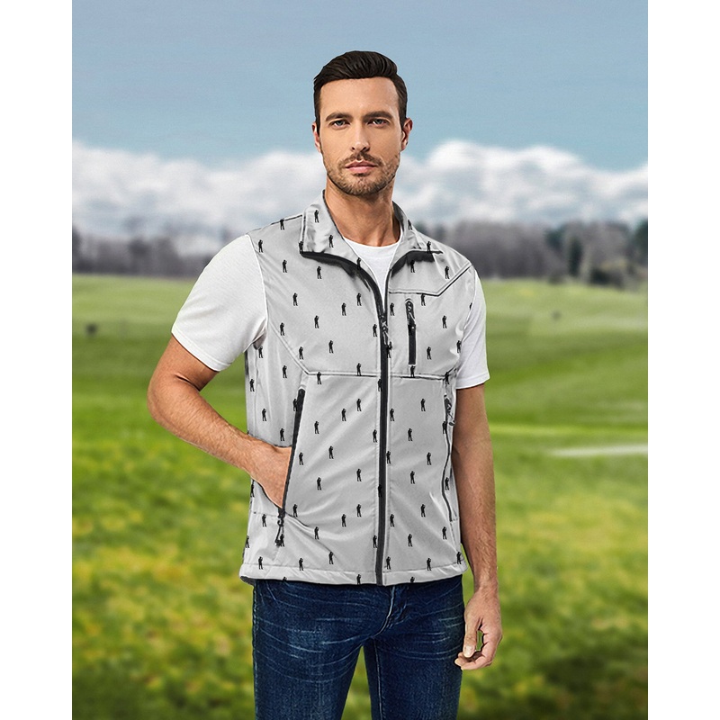 Men’s Beers on the course Lightweight Softshell Vest Sleeveless Jacket for Golf Windproof Waterproof