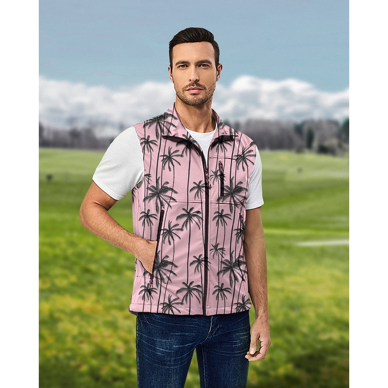 Men’s Miami Palms Lightweight Softshell Vest Sleeveless Jacket for Golf Windproof Waterproof