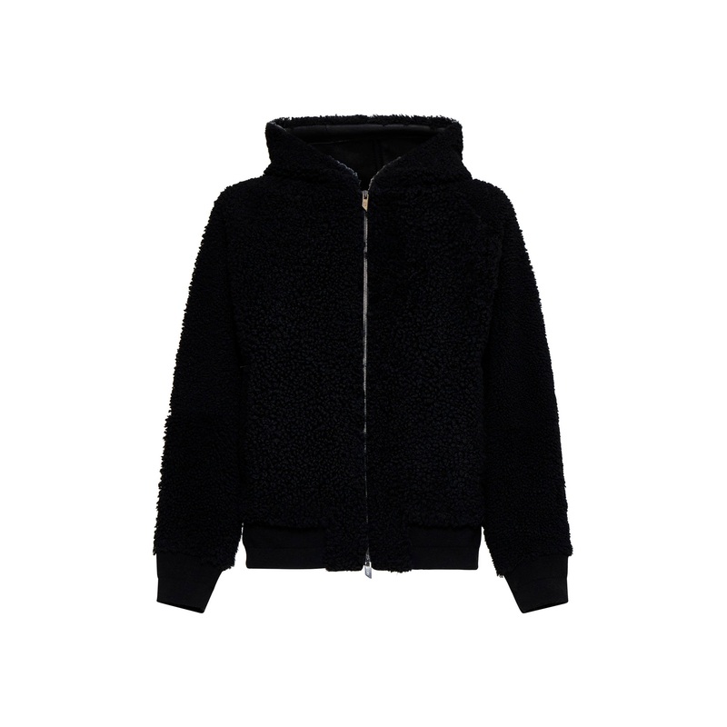 Shearling and leather reversible jacket