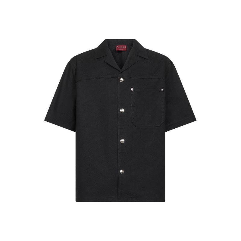 Black GG jacquard cotton denim shirt