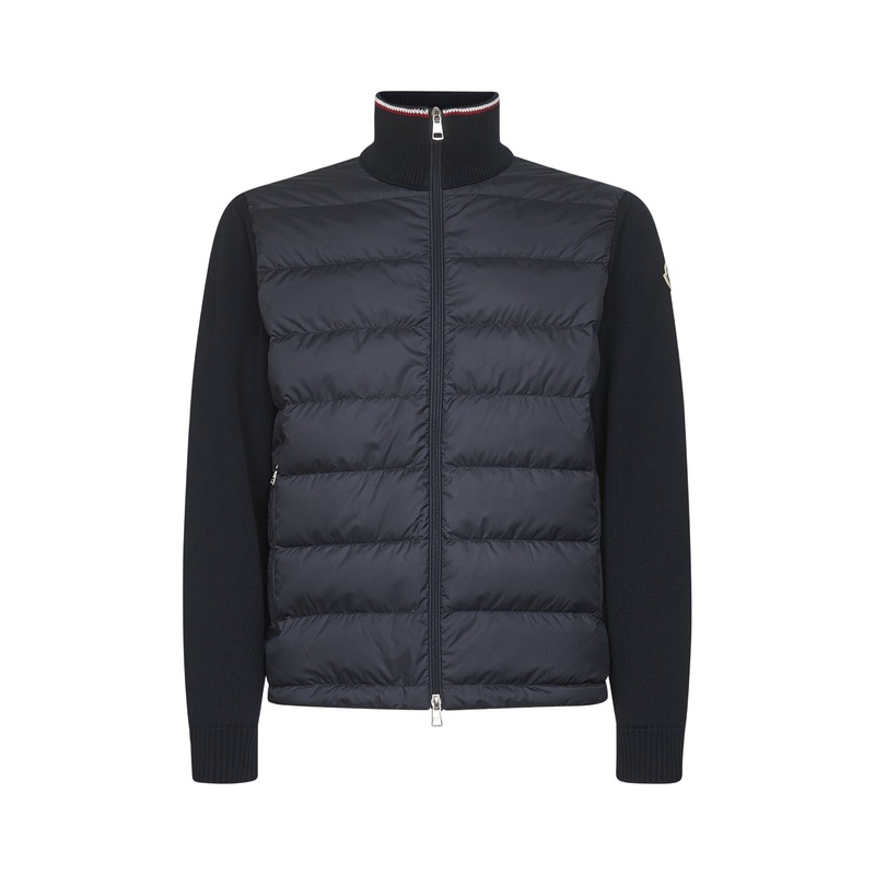 Blue cotton padded zip-up cardigan