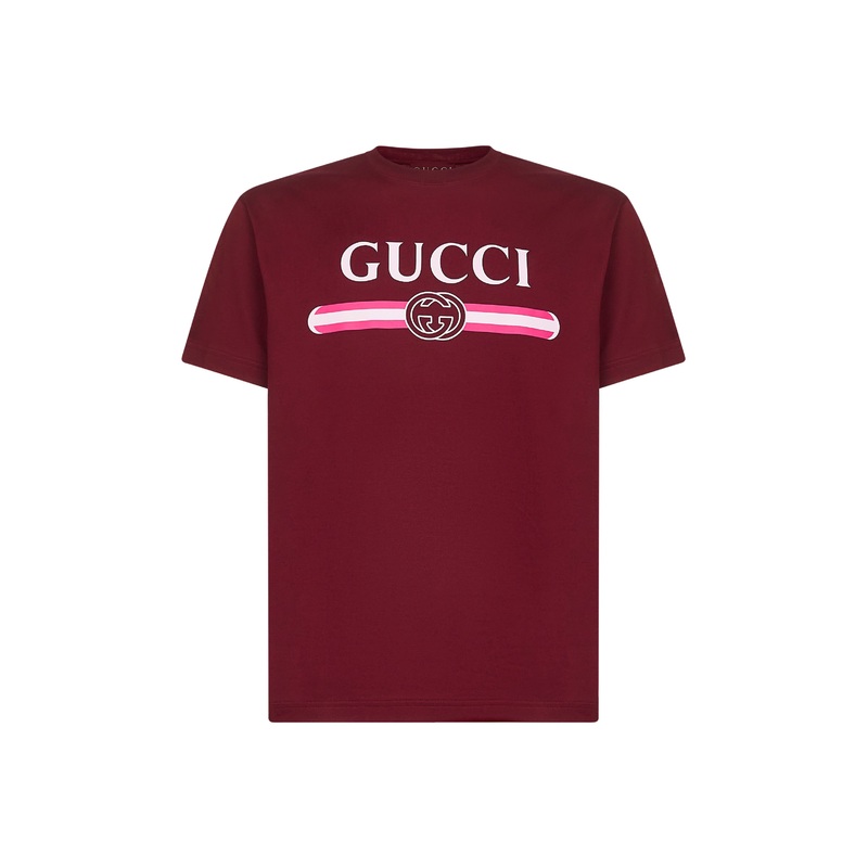 Burgundy cotton jersey printed T-shirt