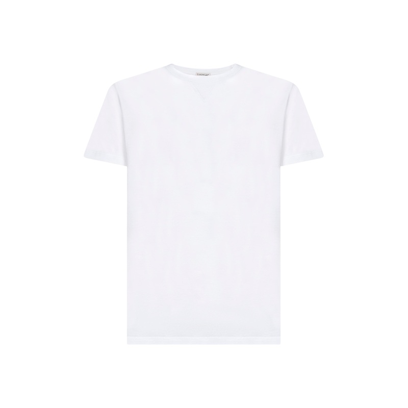 White cotton double logo patch T-shirt