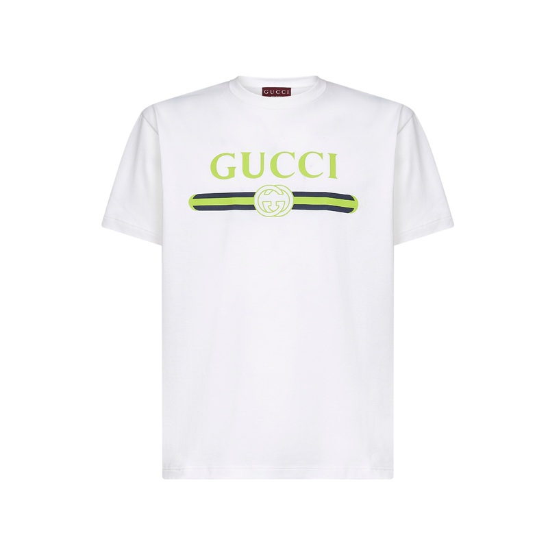 White cotton jersey printed T-shirt