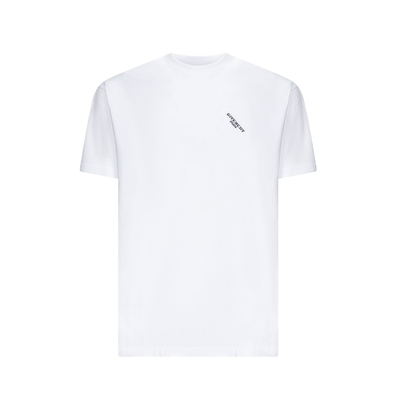 White jersey crewneck T-shirt with signature