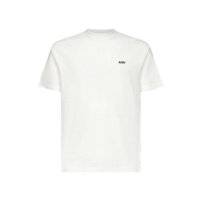 White jersey embroidered logo T-shirt