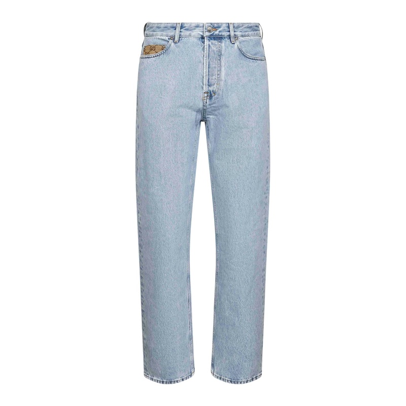Light blue washed denim jeans with GG insert