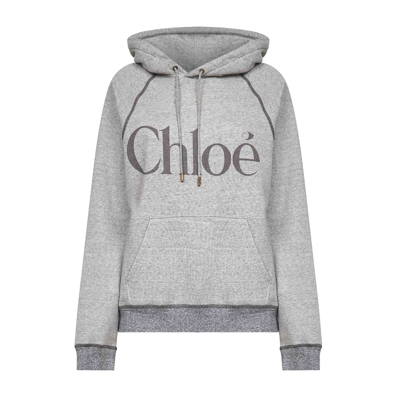 Grey fleece logo hoodie|S|M|L