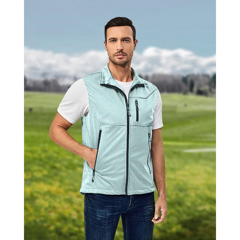 Men’s Aqua Breeze Lightweight Softshell Vest Sleeveless Jacket for Golf Windproof Waterproof