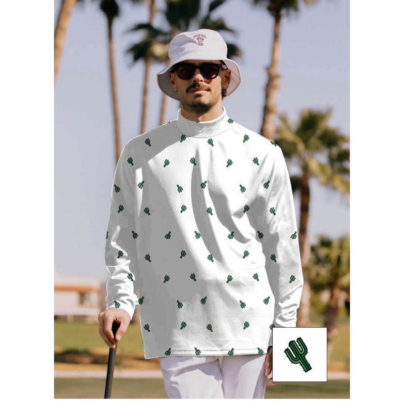 Men’s Cactus Custom The Background Color Pullover High neck Long/Short sleeve T-Shirt
