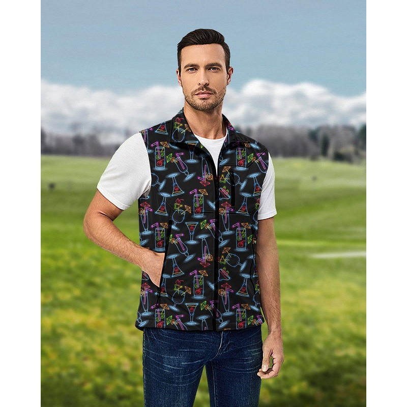 Men’s Neon Drinker Lightweight Softshell Vest Sleeveless Jacket for Golf Windproof Waterproof